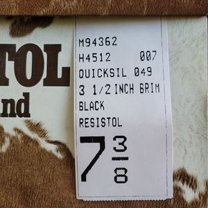 Resistol Quicksilver Black 4X Beaver Felt  Cowboy hat 7 3/8 New